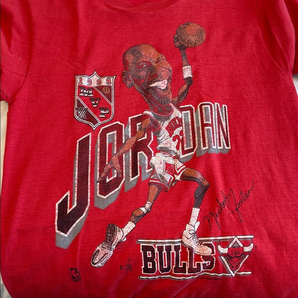 Chicago Bulls Michael Jordan 1988 Salem MVP Caricature T-Shirt Small Tee Vintage